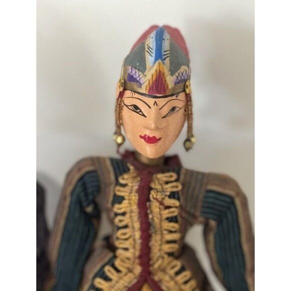 Set of Two Vintage Style Indonesian Stick Puppet Wayang Golek Rod Puppet Japanes - Picture 2 of 10